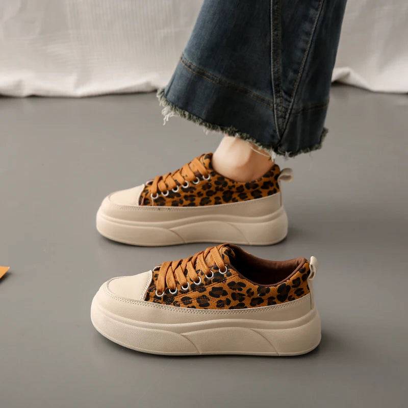 Luxury Leopard Women Skateboard Shoes Platform