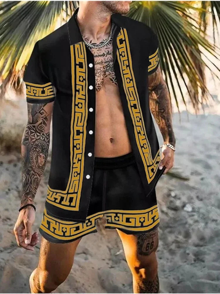 Summer Men's Fashion Leopard Print Short Sleeve
