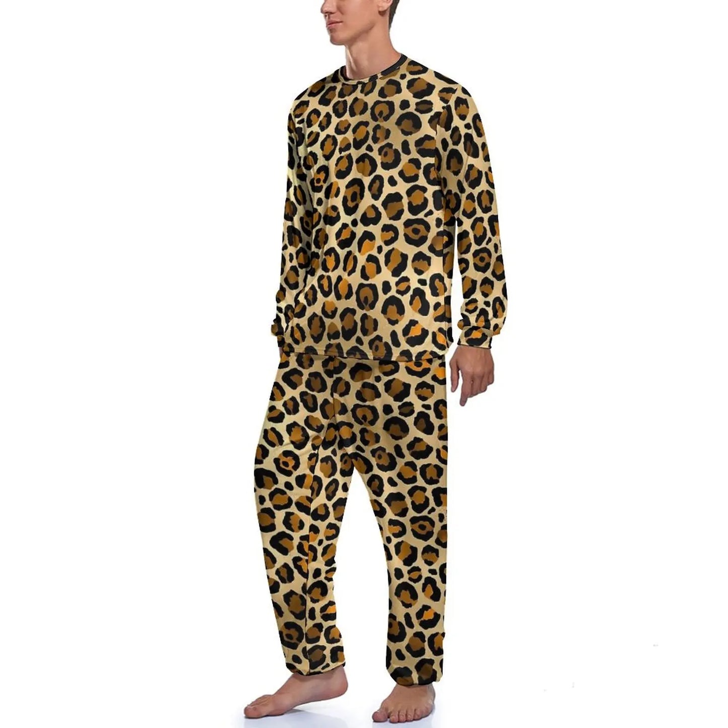 Orange Leopard Print Pajamas Spring Casual Sleepwear