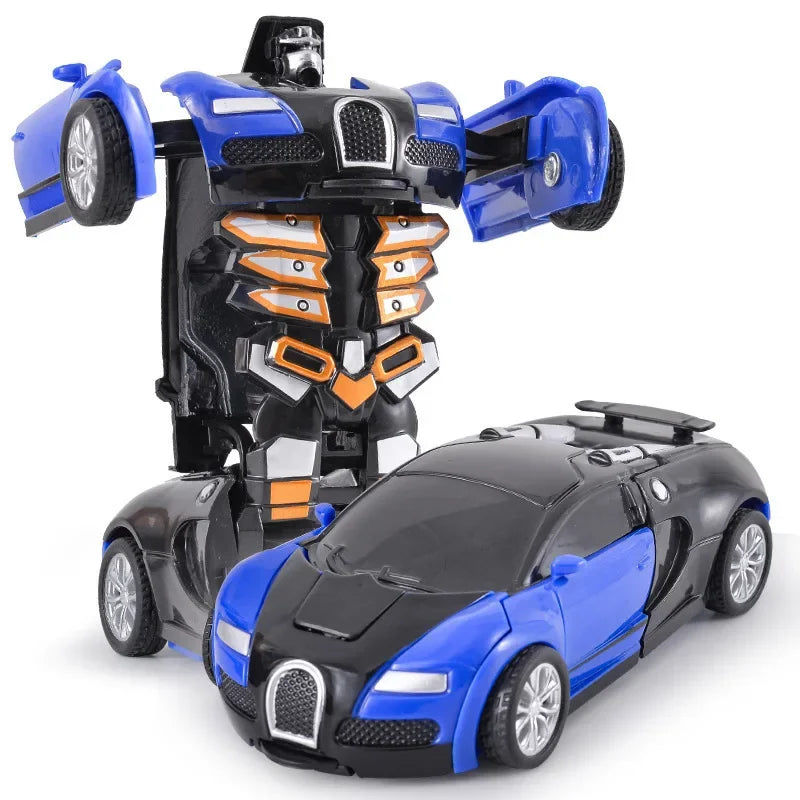 Shape-shifting toy car inertial impact one-button shape