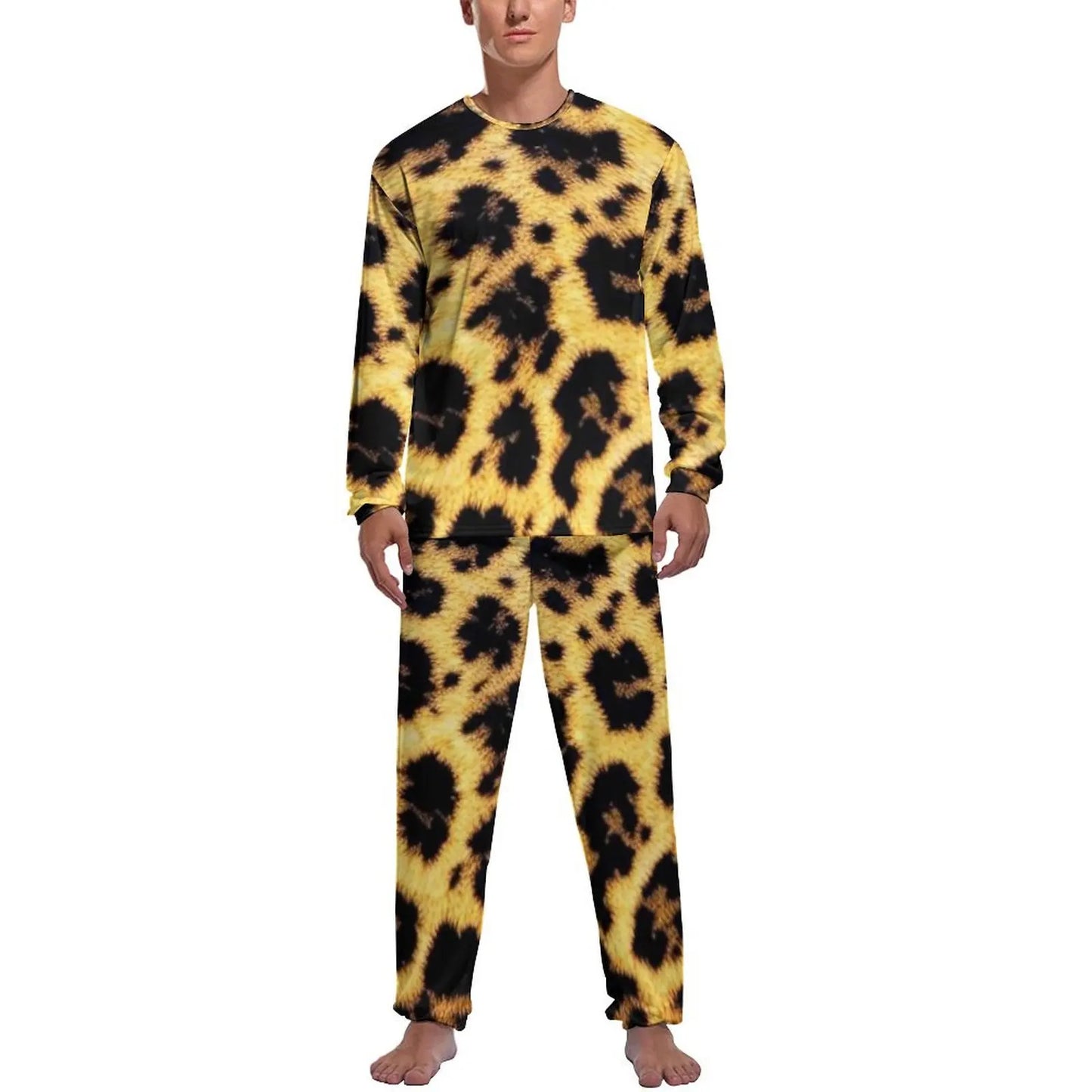 Orange Leopard Print Pajamas Spring Casual Sleepwear