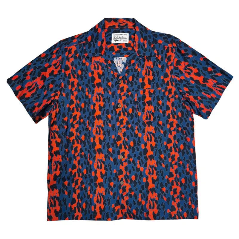 2024ss Summer New Leopard Print Full Print Casual Hawaii Shirts Men Woman 1:1 Good Quality Loose Short Sleeve T Shirt