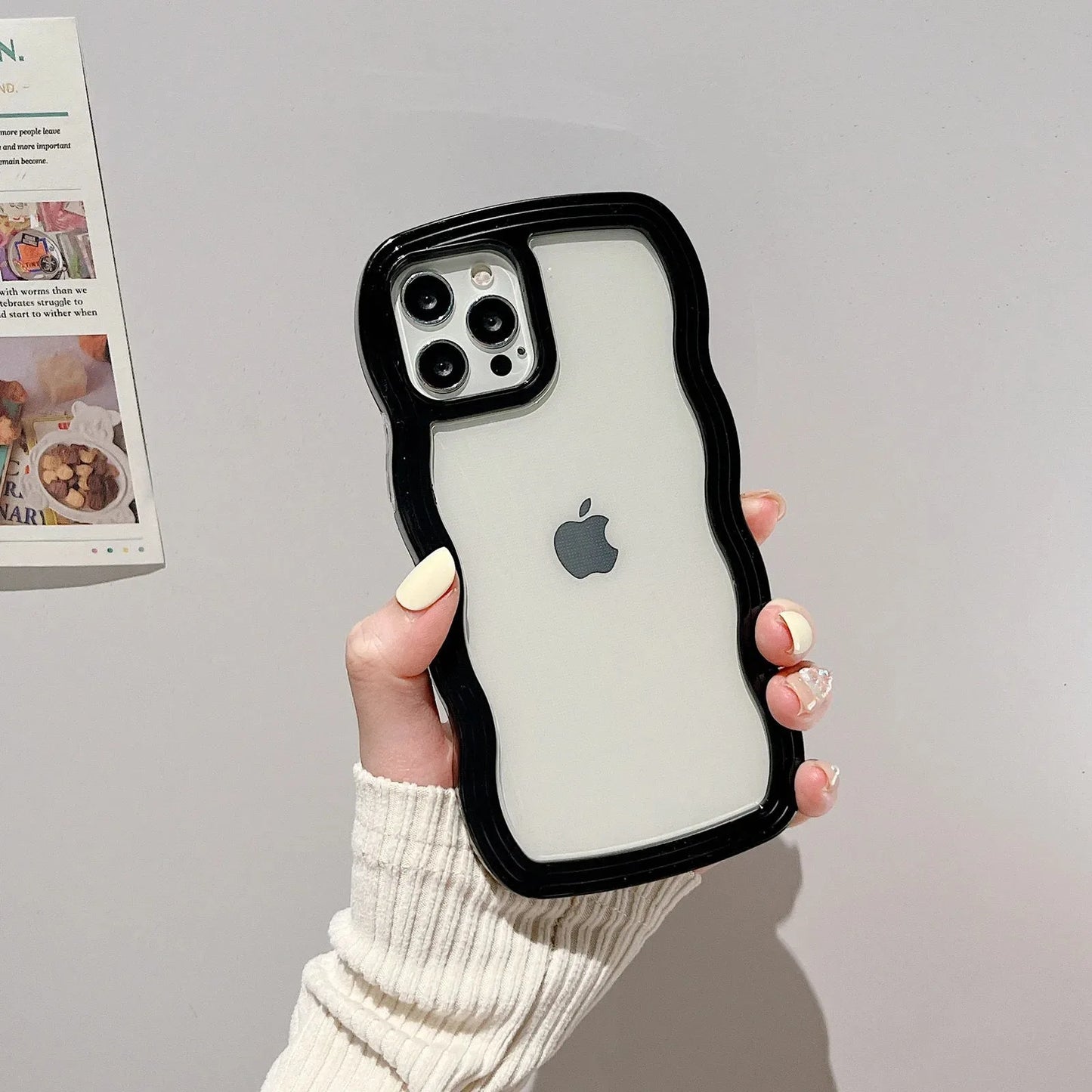 Candy Wavy Lines Bumper Case For iPhone 16 15 11 12 13 14 Pro Max Plus X XR XS Max Shockproof Transparent Hard Back Cover Funda