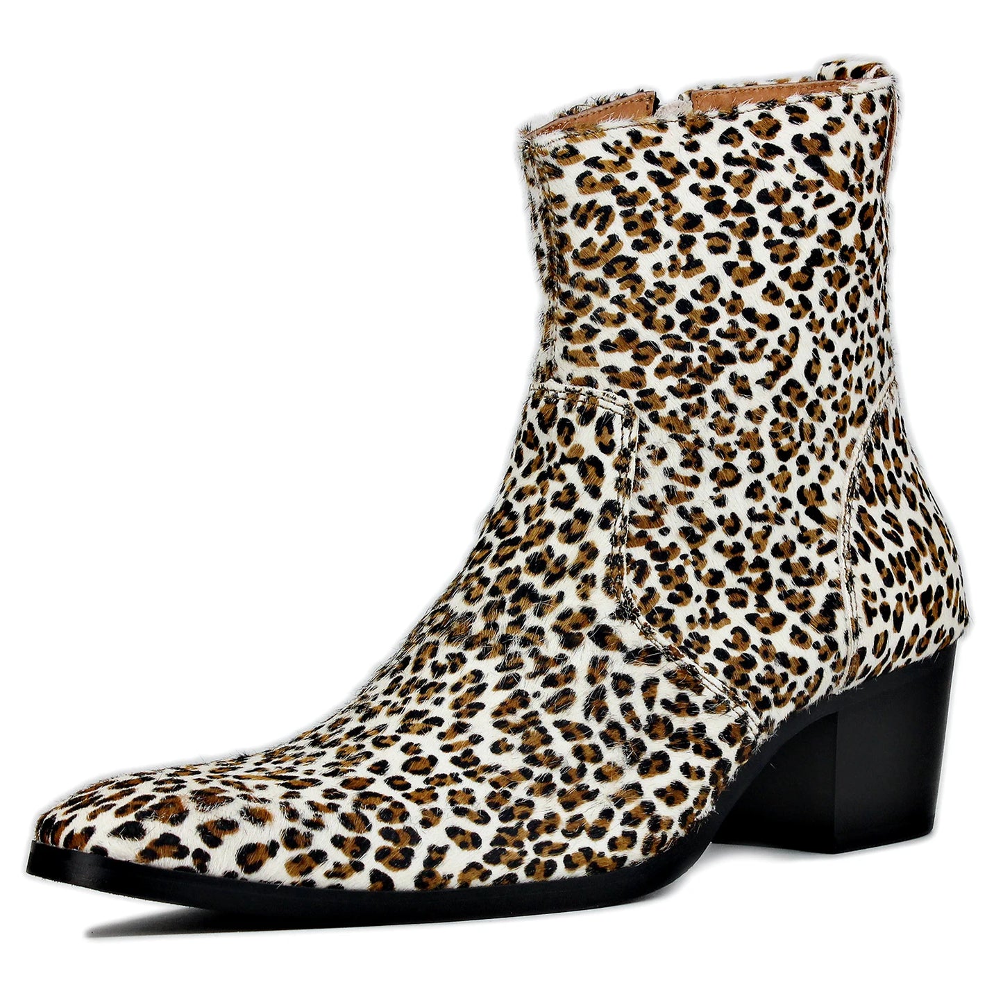 Men Chelsea Ankle Boots Genuine Goat Leather Leopard Boot