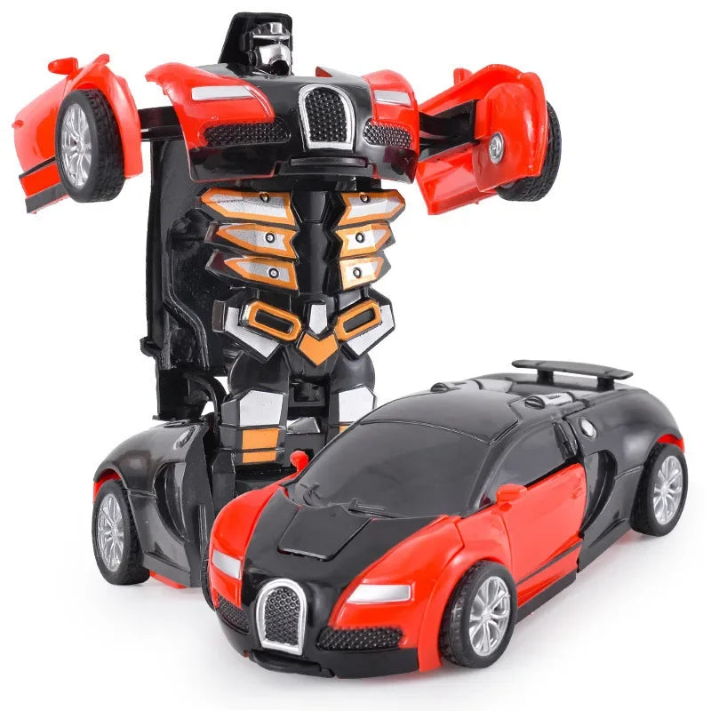 Shape-shifting toy car inertial impact one-button shape