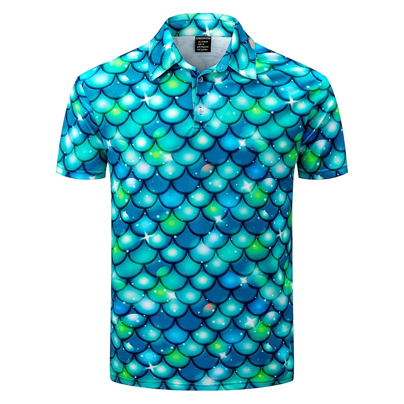 Harajuku Personality Polo Shirt For Men Strong Color