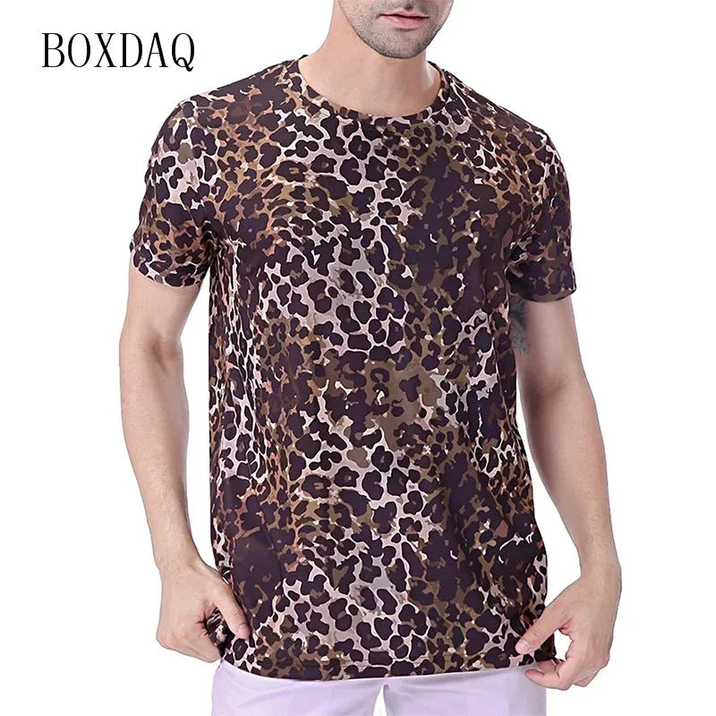 Leopard Men's Fashion T-Shirts Short Sleeve Streetwear