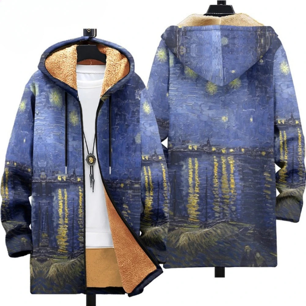 Men Cardigans Coats Leopard Pattern Art Graphics Printed