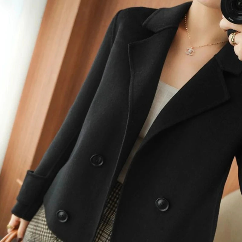 Ladies Jackets Double Breasted Loose Novelty Cheap Women's Blazer Wool & Blends Coat Winter Clothes 2024 Outerwears Elegant Hot