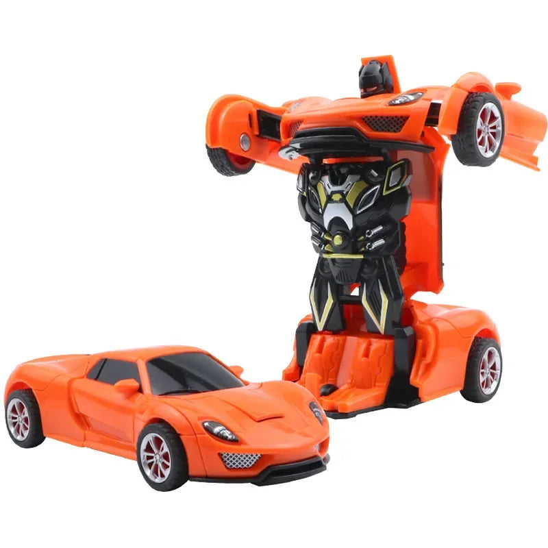 Shape-shifting toy car inertial impact one-button shape