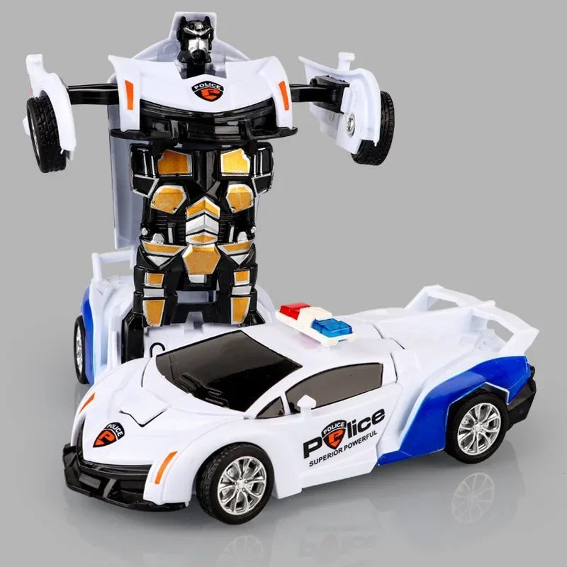 Shape-shifting toy car inertial impact one-button shape