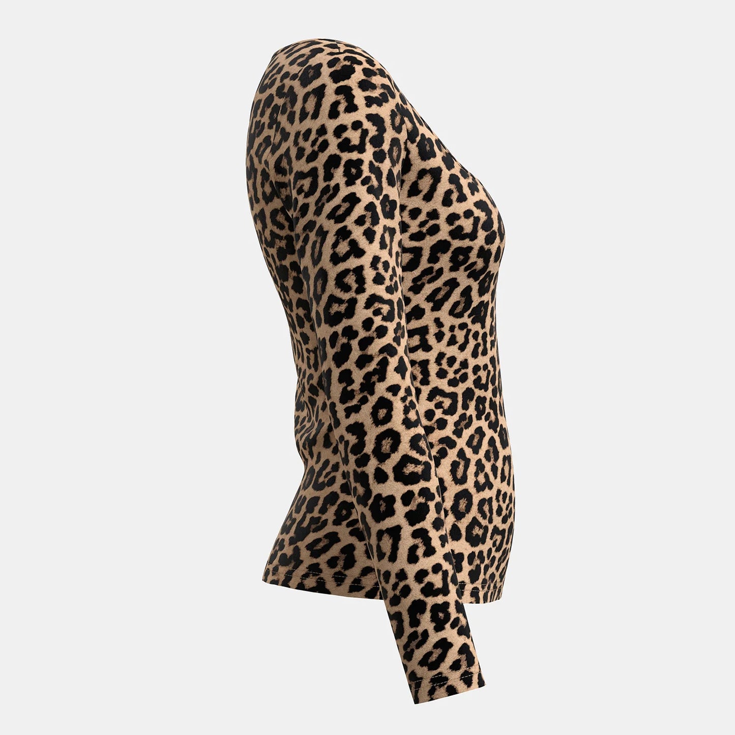 Mia Muse Women'S T-Shirts Autumn Fitting Slim Leopard