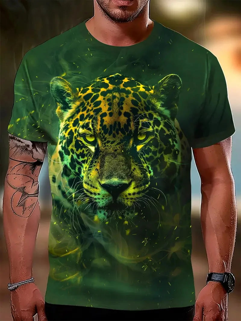 Stylish 3D Leopard Print T-Shirt for Men – Jungle Line
