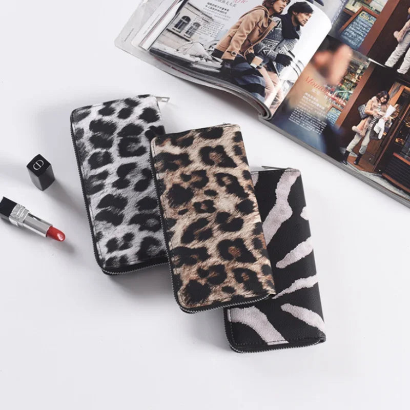 Leather Women Wallet Classic Leopard Animal Print