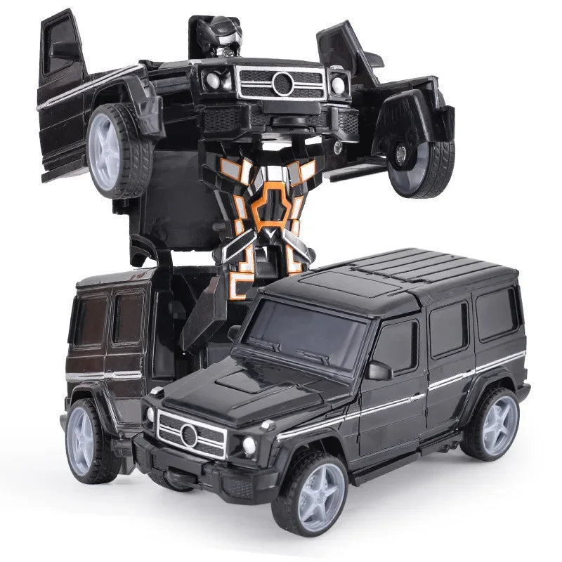 Shape-shifting toy car inertial impact one-button shape