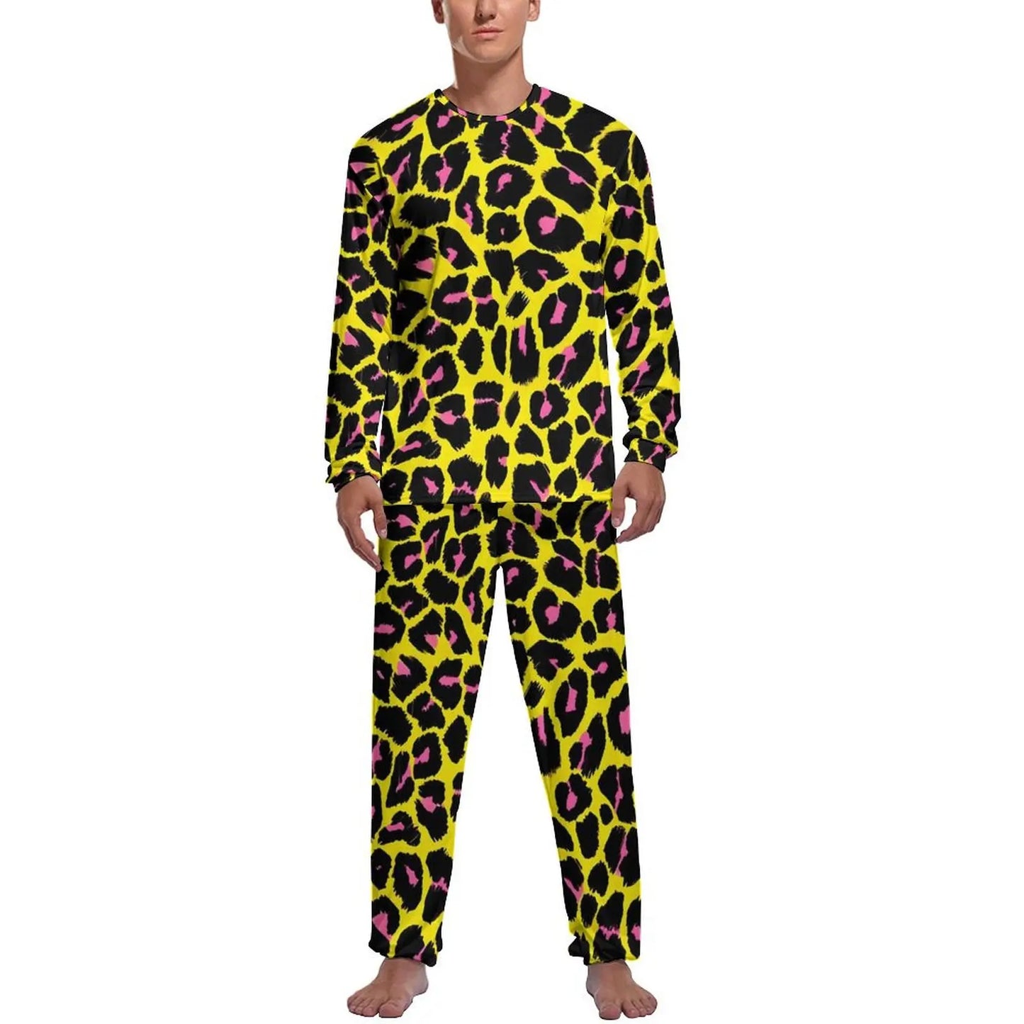 Orange Leopard Print Pajamas Spring Casual Sleepwear