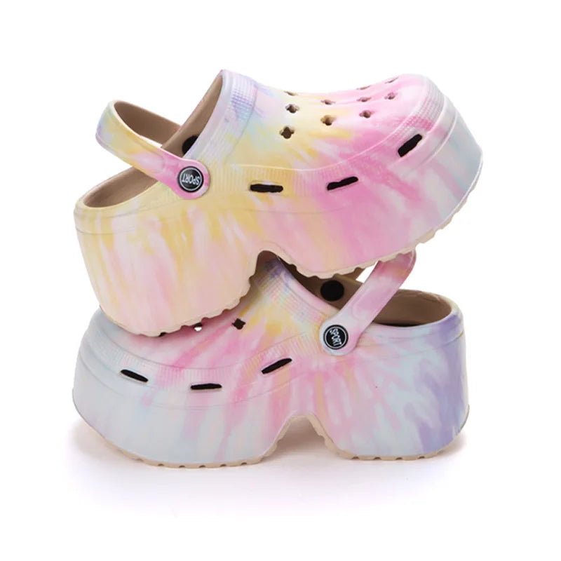 Leopard Thick Bottom Clogs for Women Closed Toe Chunky