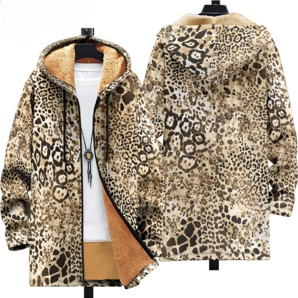 Men Cardigans Coats Leopard Pattern Art Graphics Printed