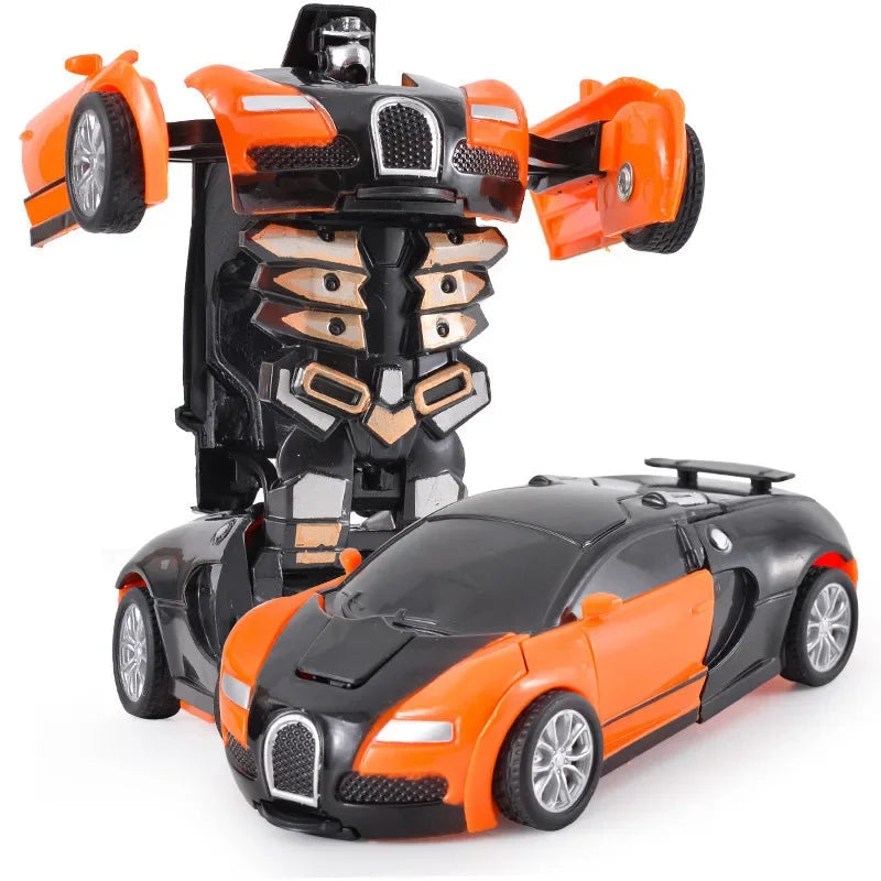 Shape-shifting toy car inertial impact one-button shape