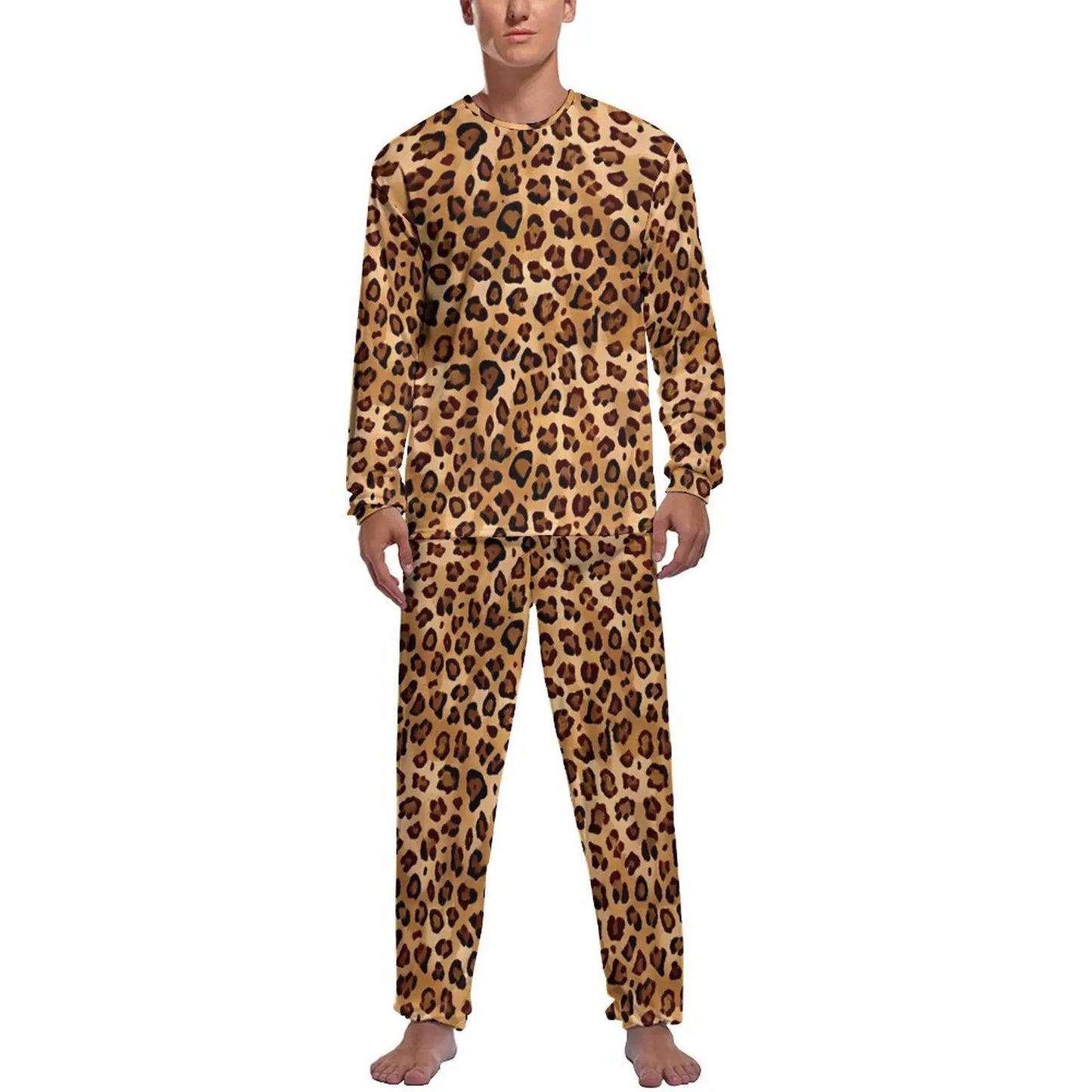 Orange Leopard Print Pajamas Spring Casual Sleepwear