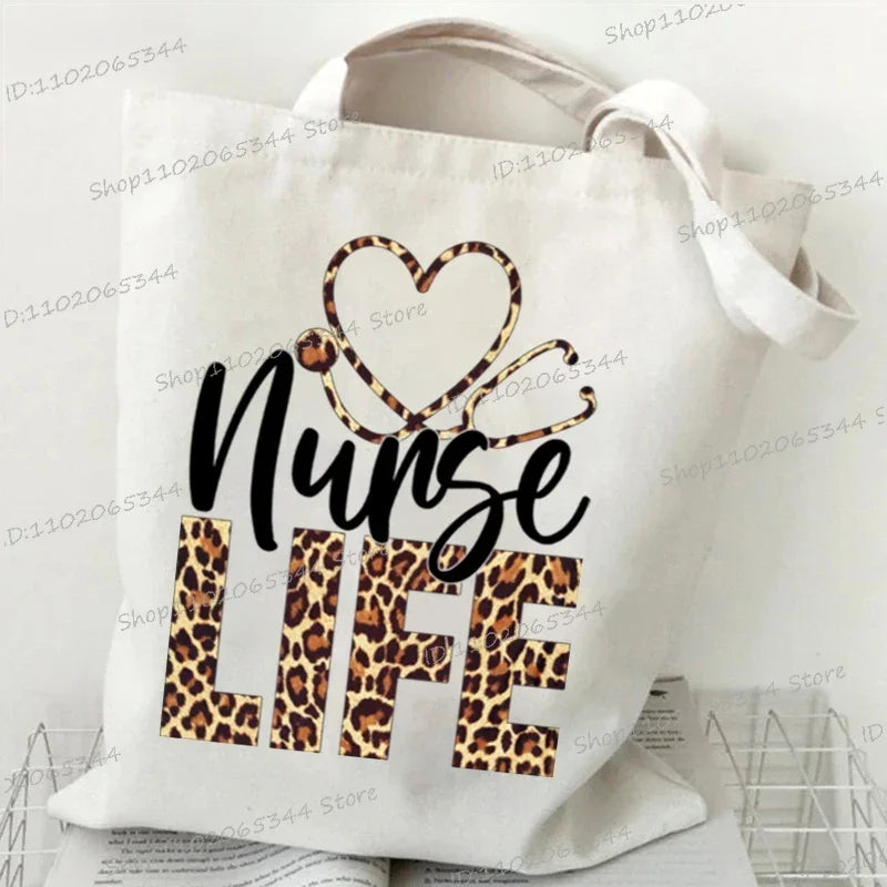 Nurse Life Women's Handbags Leopard Print Stethoscope