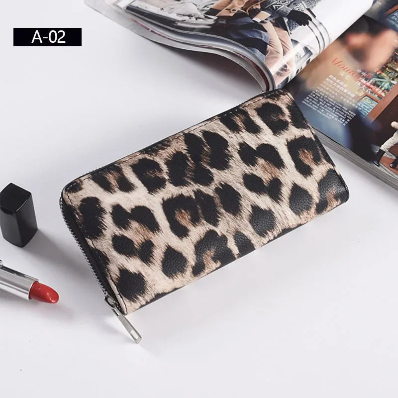 Leather Women Wallet Classic Leopard Animal Print