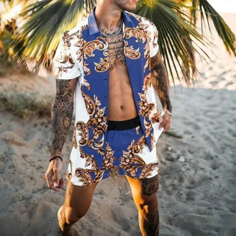 Summer Men's Fashion Leopard Print Short Sleeve