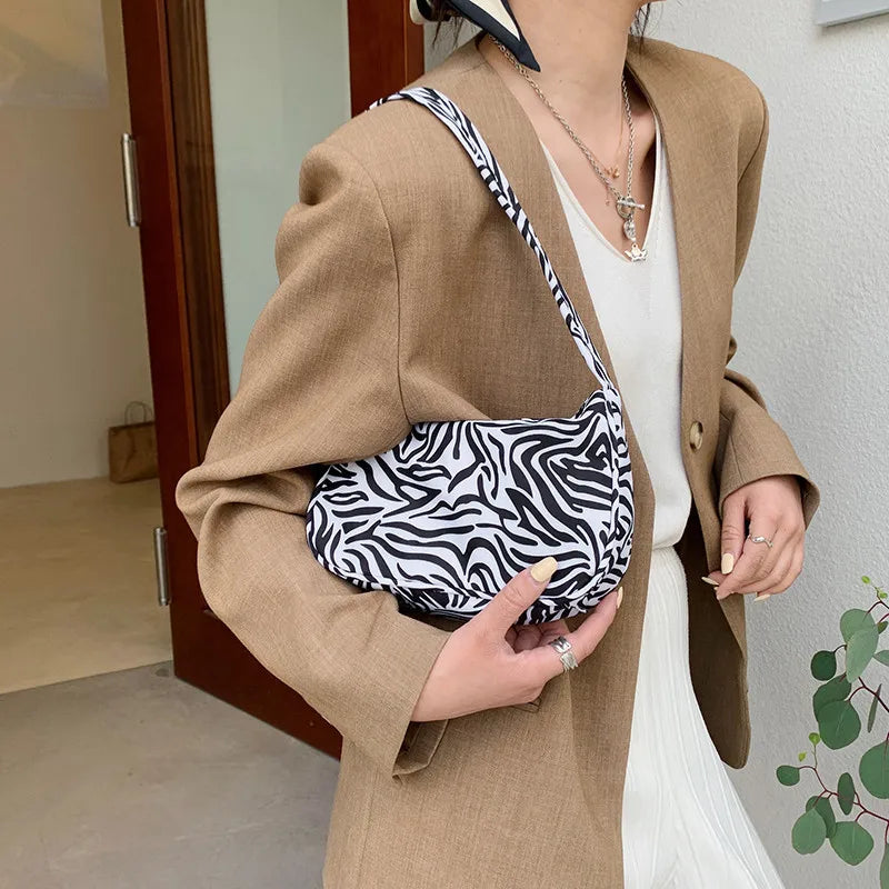 Animal Pattern Print Nylon Shoulder Bag Casual Women