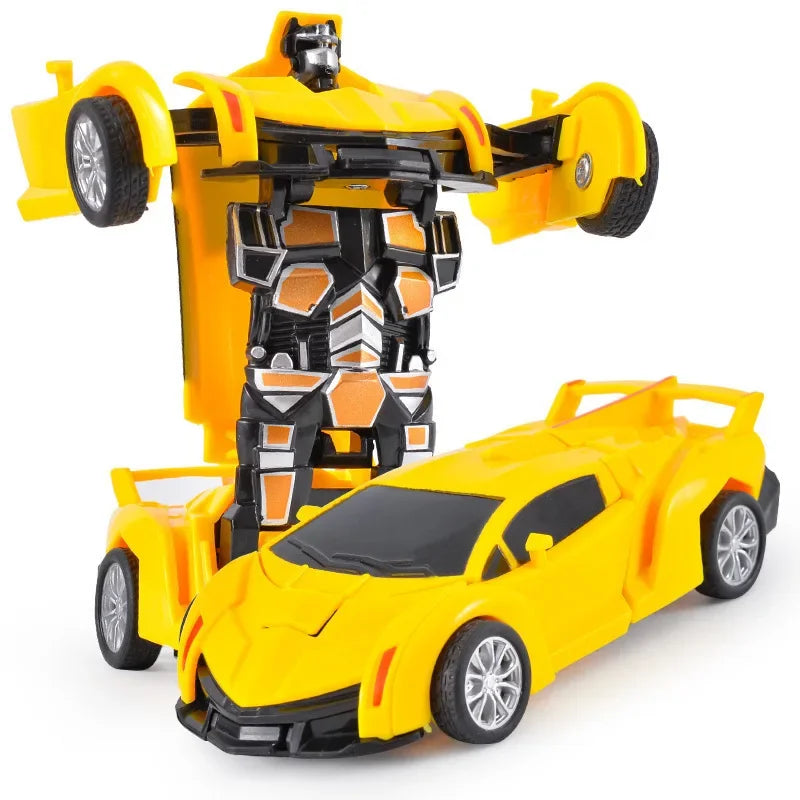 Shape-shifting toy car inertial impact one-button shape