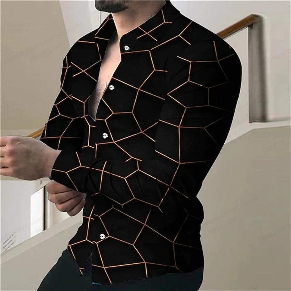 Leopard Hawaii Shirts Men Fashion Shirt Long Sleeve
