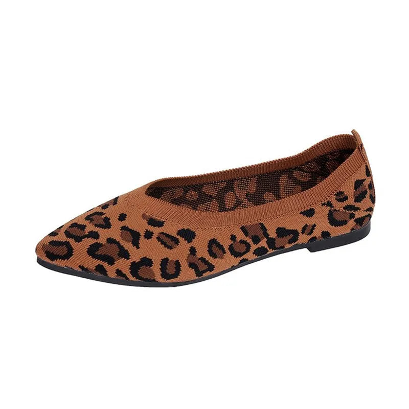 Elegant Houndstooth Knitted Ballet Flats Woman