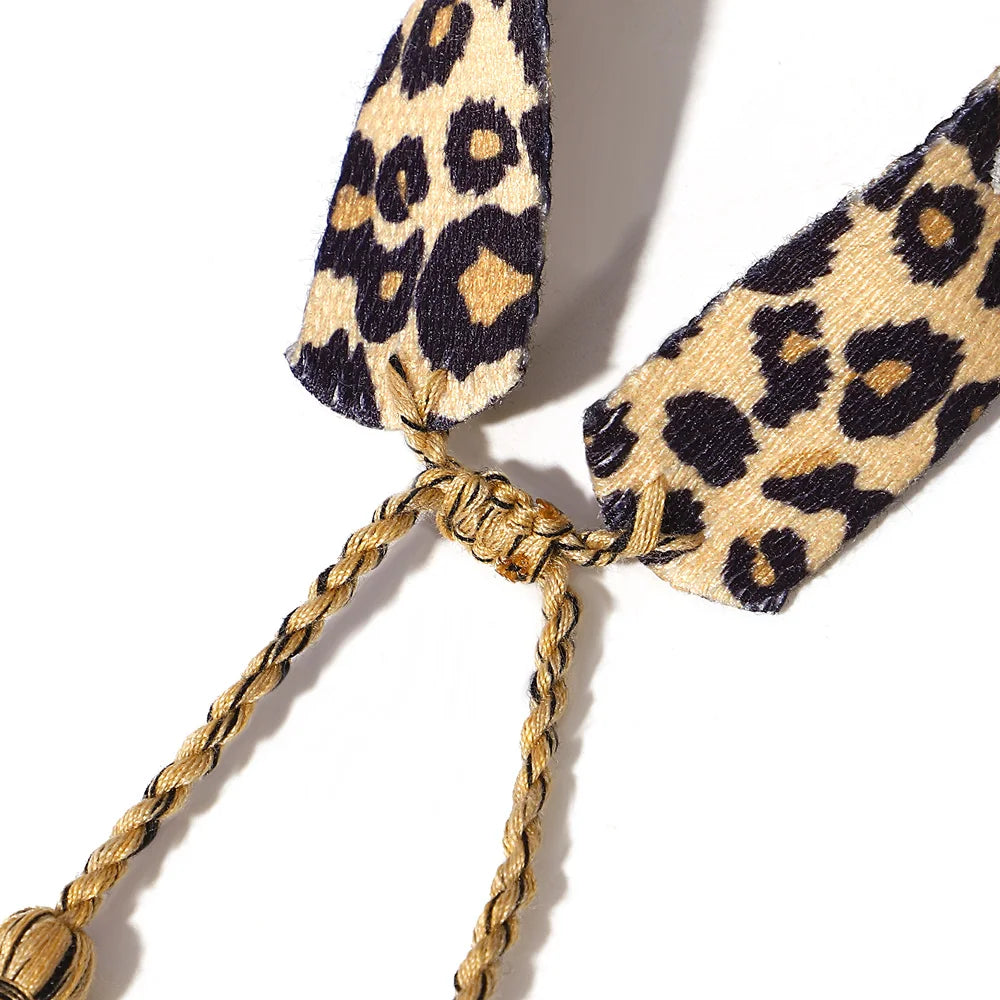 ALLYES Love Heart Leopard Embroidery Hand Woven