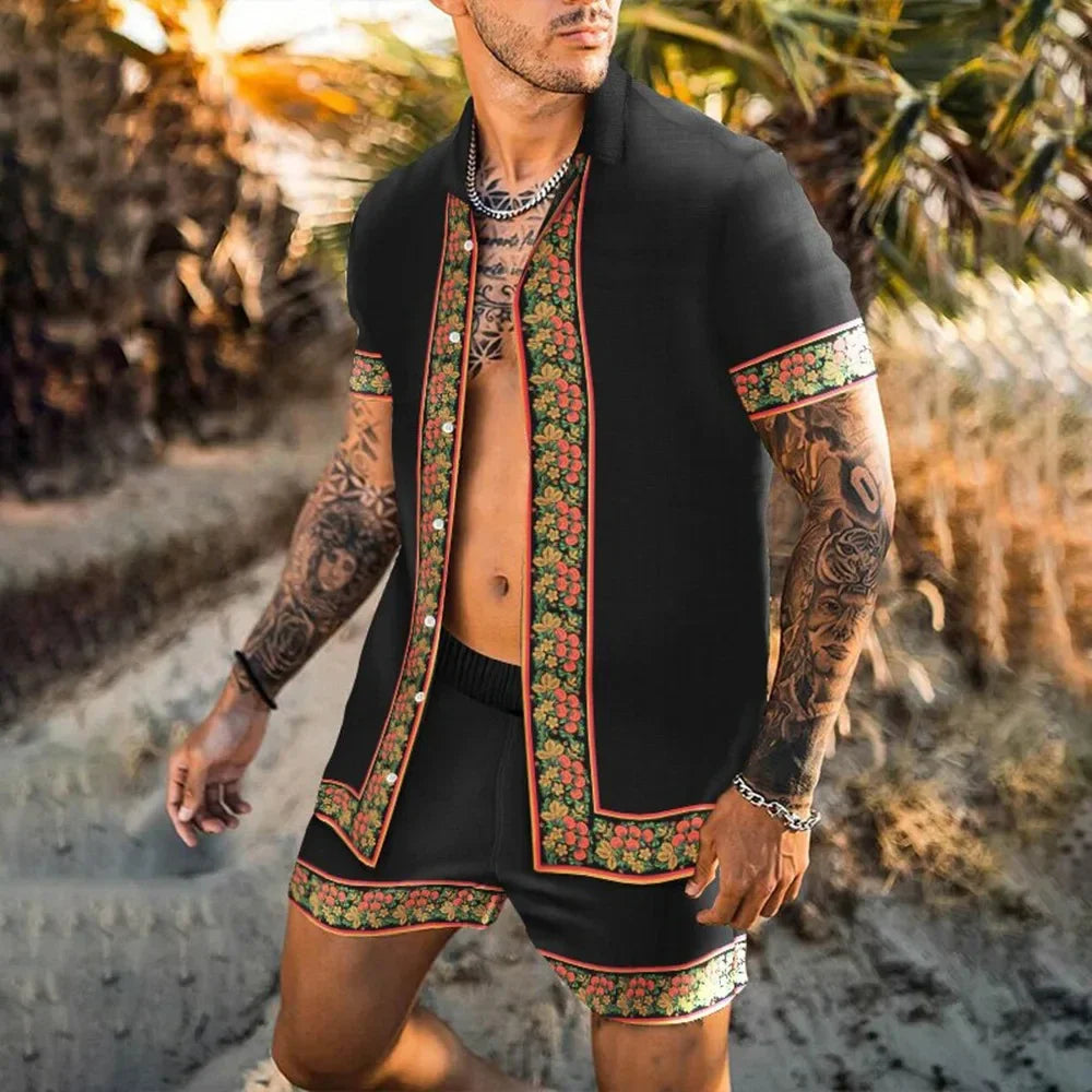 Summer Men's Fashion Leopard Print Short Sleeve