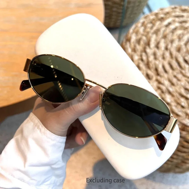 New Oval Sunglasses for Women Men Trendy Metal