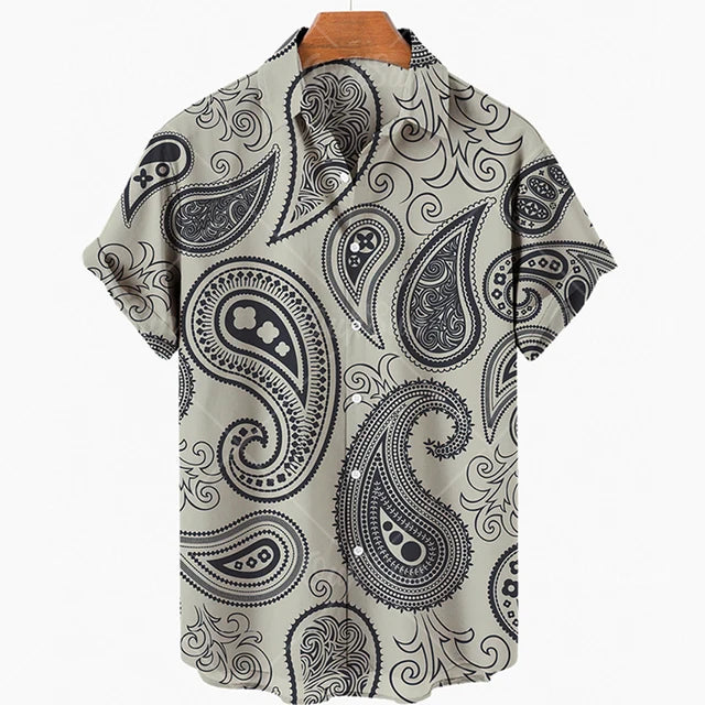 Short Sleeve Leopard Men's Shirts For Man Clothing Hawaiian Fashion 3D Print Thin Lapel Floral Casual Oversized Imported Camisa