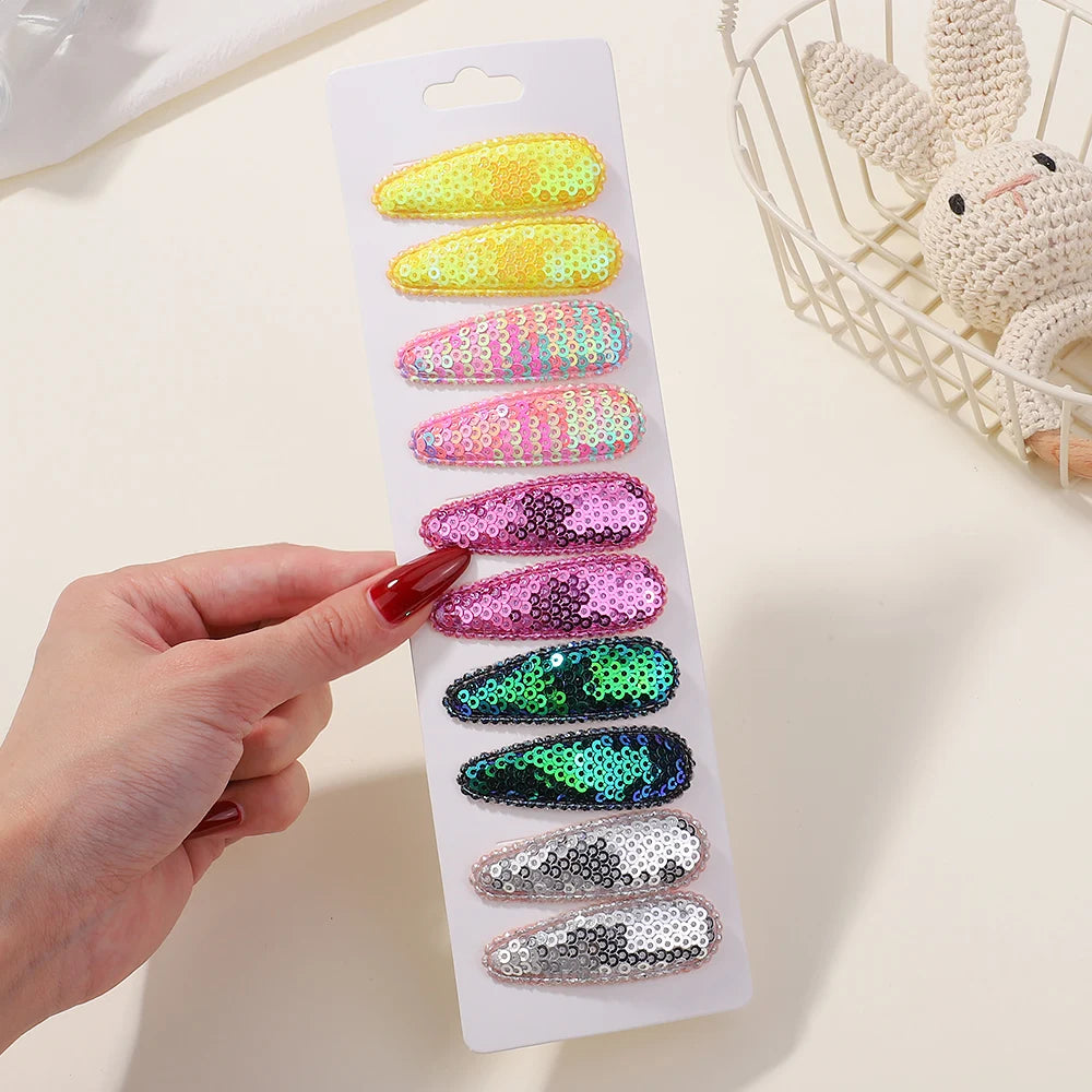 10Pcs/Lot Fresh Print Cotton Alloy Hair Clips for Kids Fabric