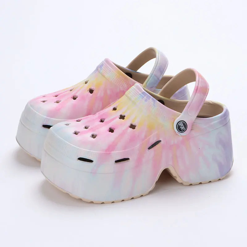 Leopard Thick Bottom Clogs for Women Closed Toe Chunky