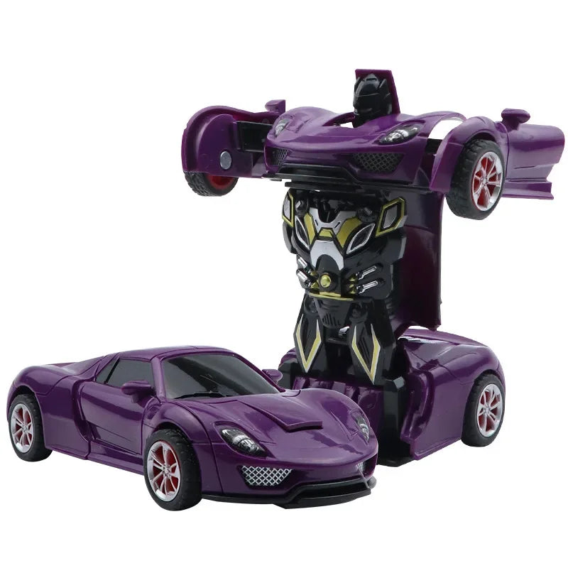 Shape-shifting toy car inertial impact one-button shape