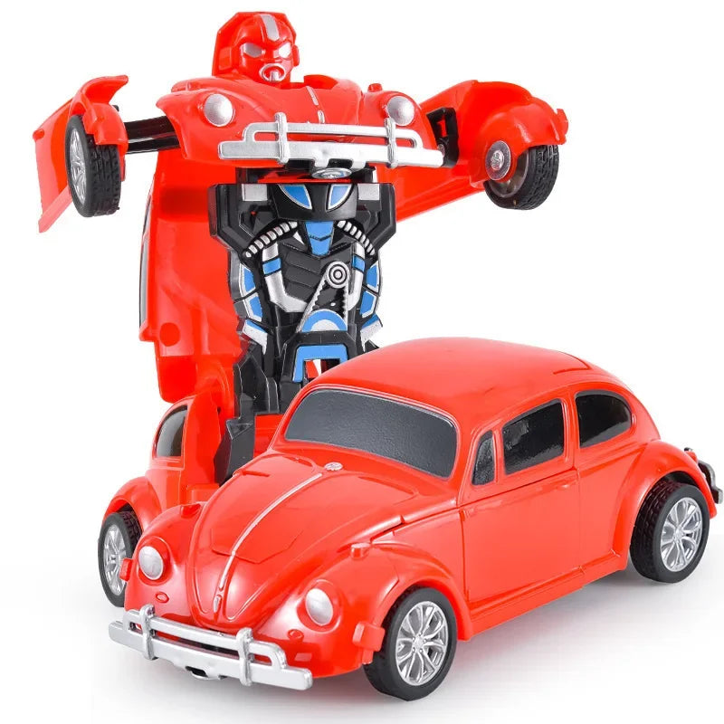 Shape-shifting toy car inertial impact one-button shape