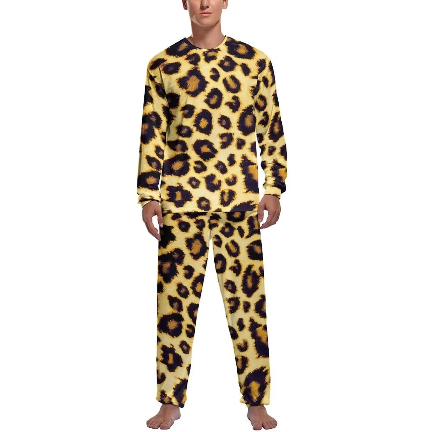 Orange Leopard Print Pajamas Spring Casual Sleepwear