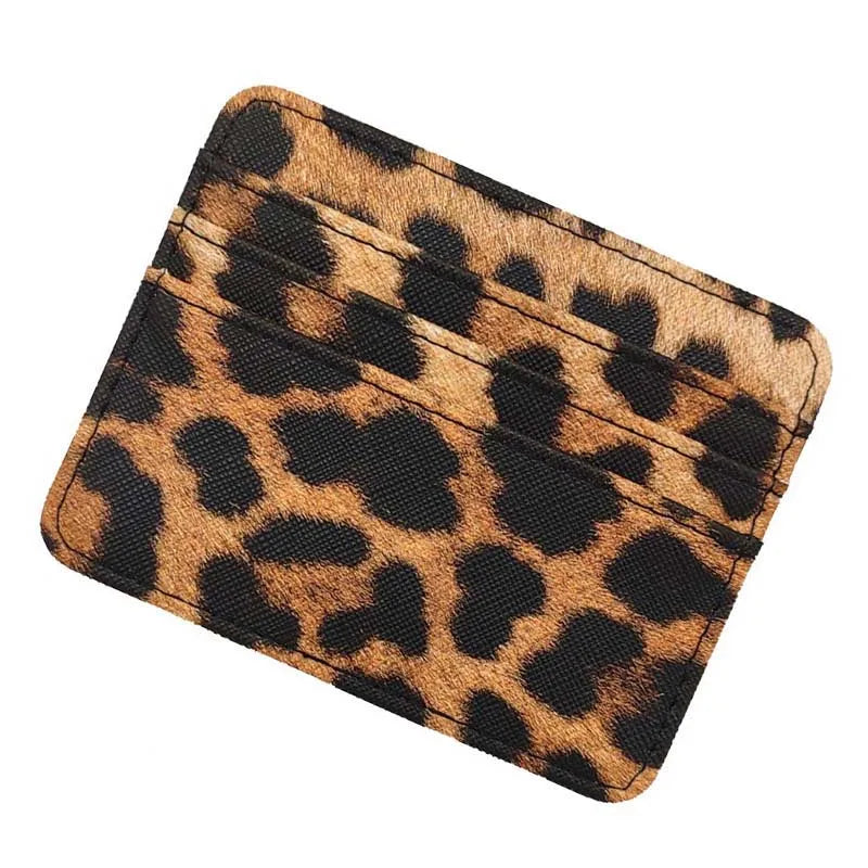 New Leopard Pattern Leather Slim Card Wallet For men