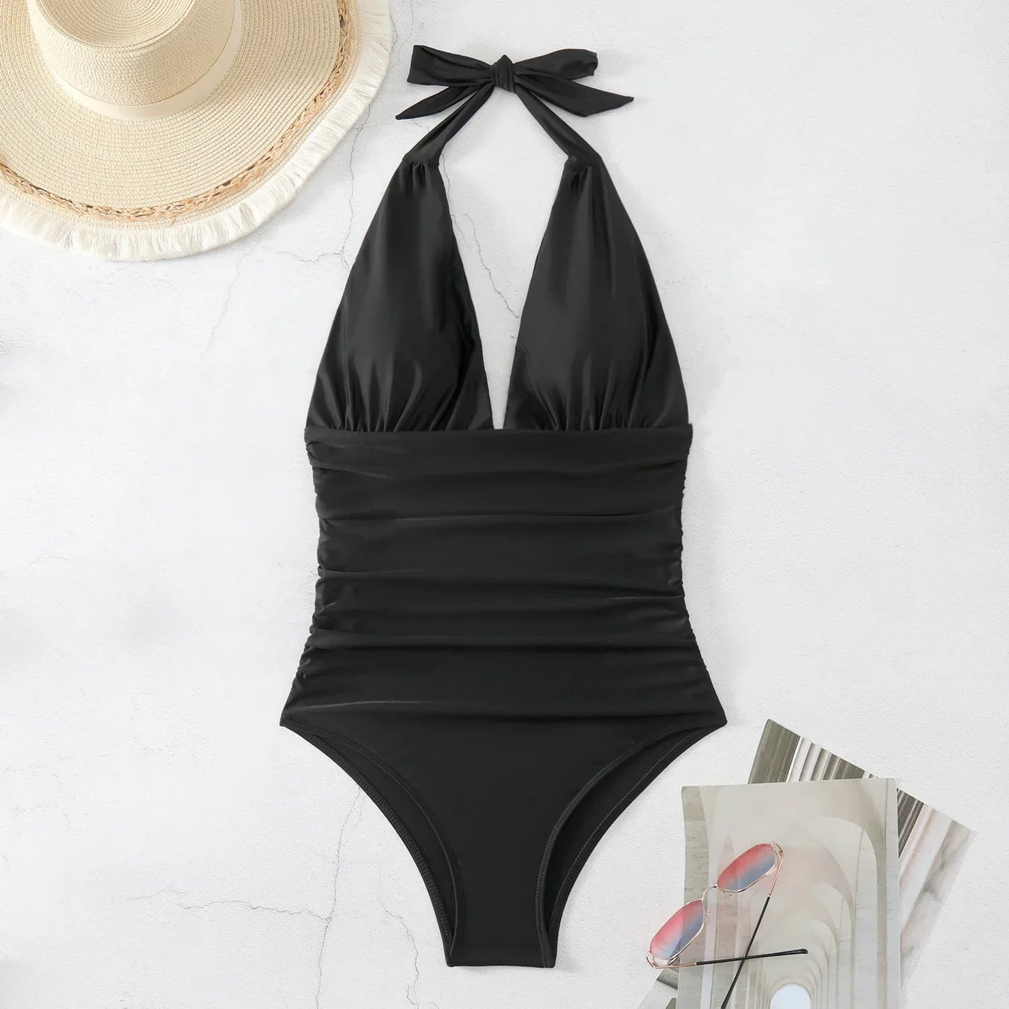 Fashion Printed One Piece Swimsuit Women Bathing Suit Sexy Bikinis Swimming Suits Ladies Beachwear Backless Lace Up Swimwear