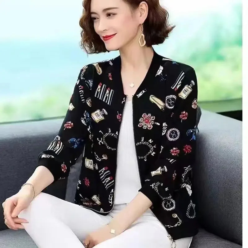 New Summer Fashionable Large Size Short Jacket For Women Loose Fit Sun Protection Clothing V-Neck Cardigan Top For Elderly