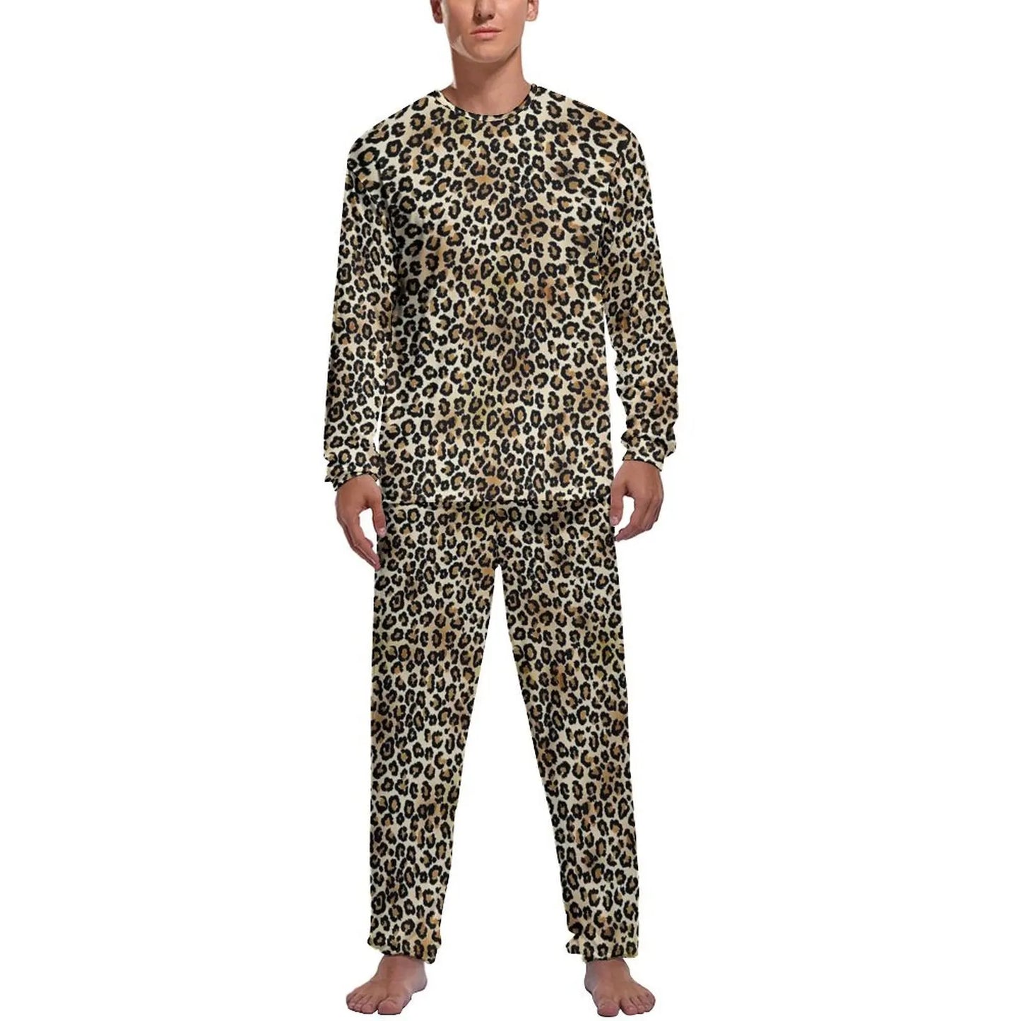 Orange Leopard Print Pajamas Spring Casual Sleepwear
