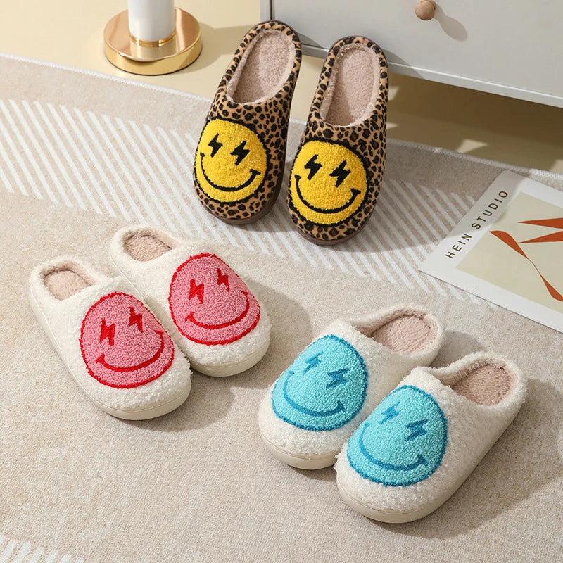 Leopard Print Winter Slippers Women Lightning