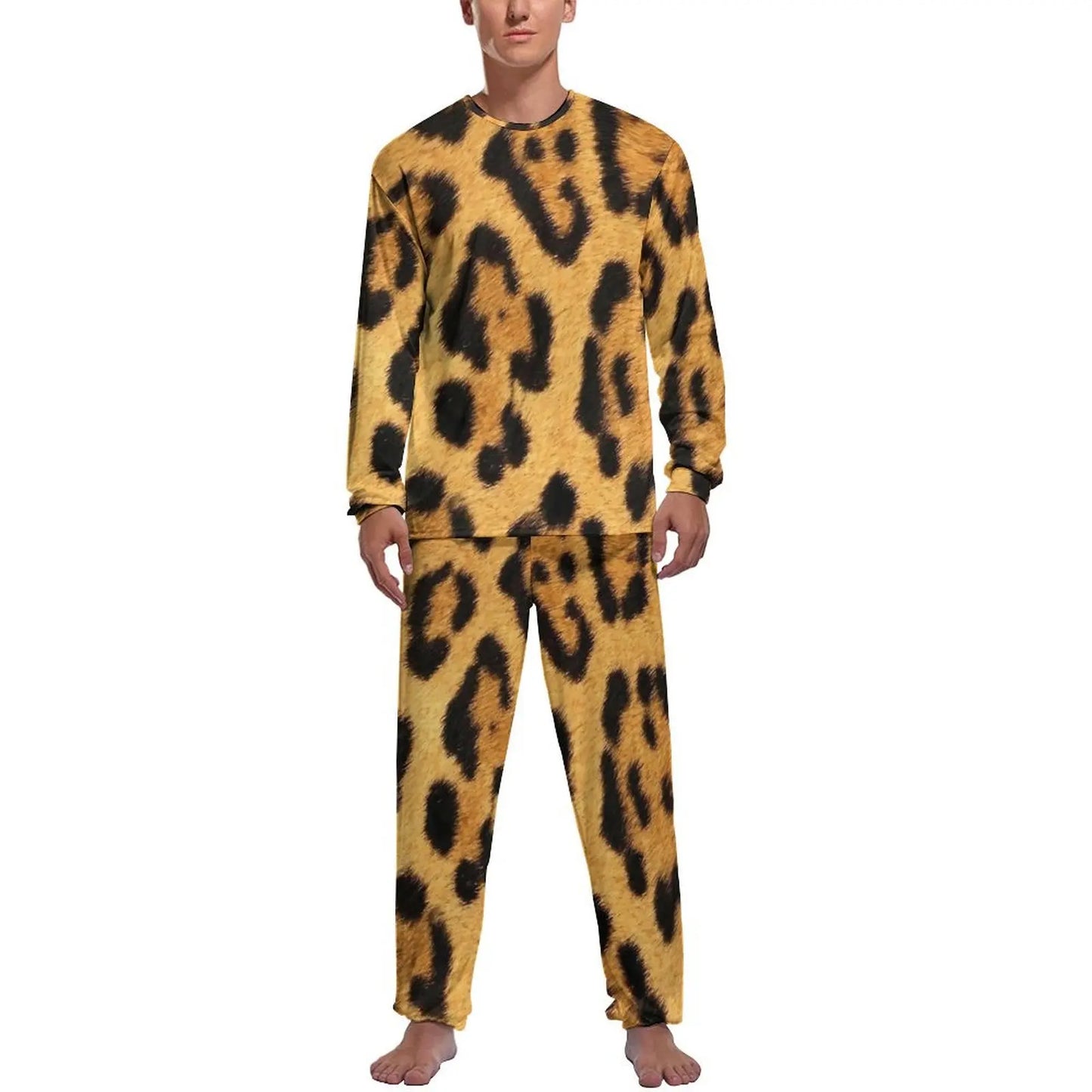 Orange Leopard Print Pajamas Spring Casual Sleepwear