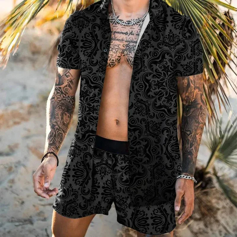 Summer Men's Fashion Leopard Print Short Sleeve