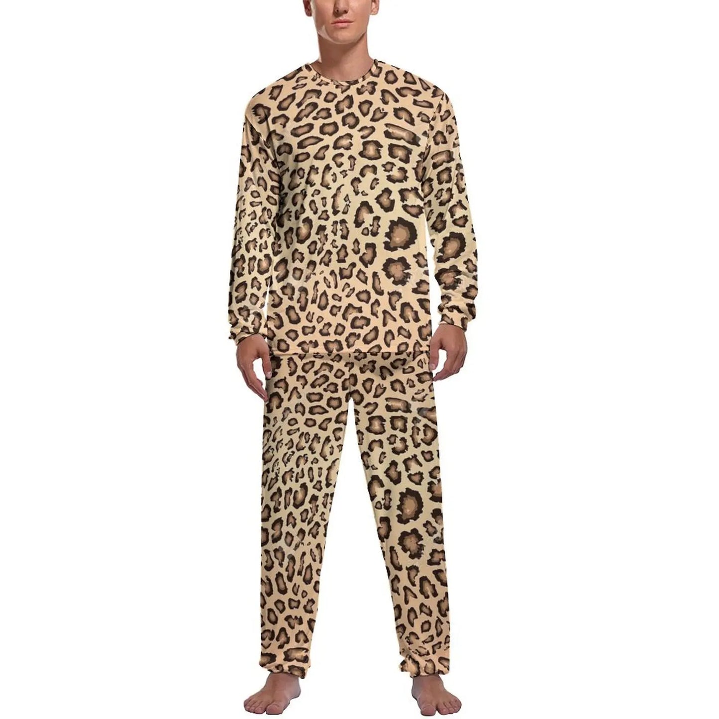 Orange Leopard Print Pajamas Spring Casual Sleepwear