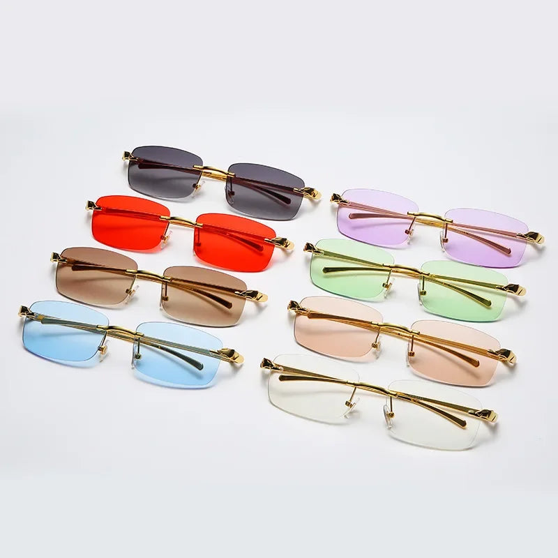 Fashion Vintage Rimless Square Sunglasses Men