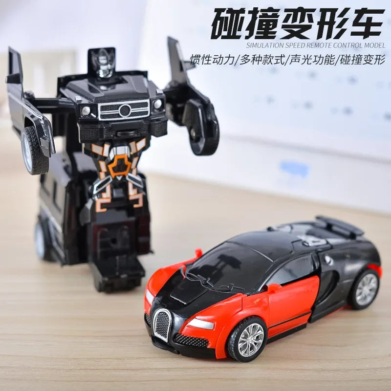 Shape-shifting toy car inertial impact one-button shape